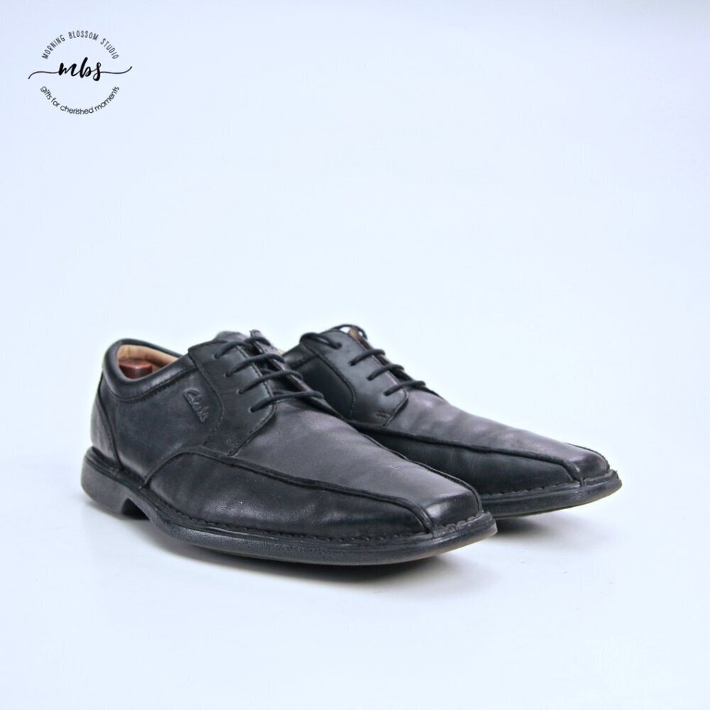 Clarks Leather Oxford Derby Professional Career Dress Shoes Black Men US 10 UK 9